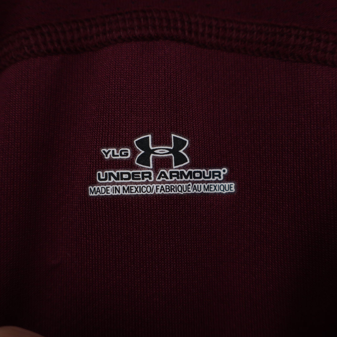 Under Armour Youth Large Maroon GV Baseball Jersey Henley Short Sleeve