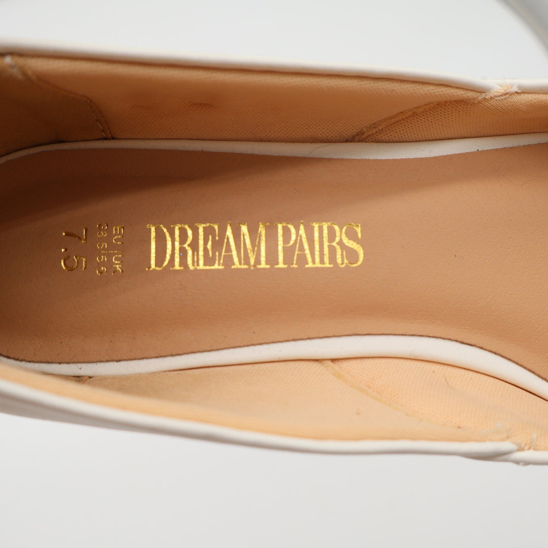 Dream Pairs Flats Womens 7.5 Ankle Strap White Low Wedge D'Orsay Good