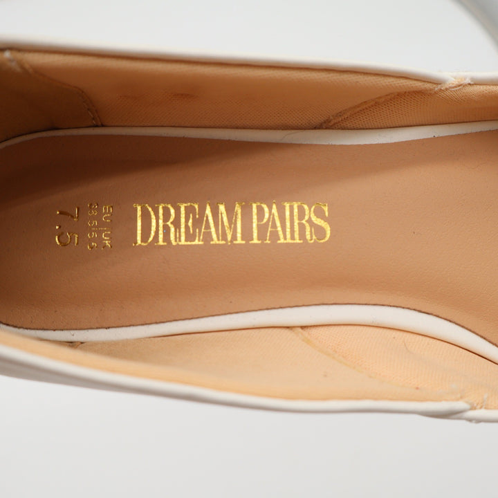 Dream Pairs Flats Womens 7.5 Ankle Strap White Low Wedge D'Orsay Good