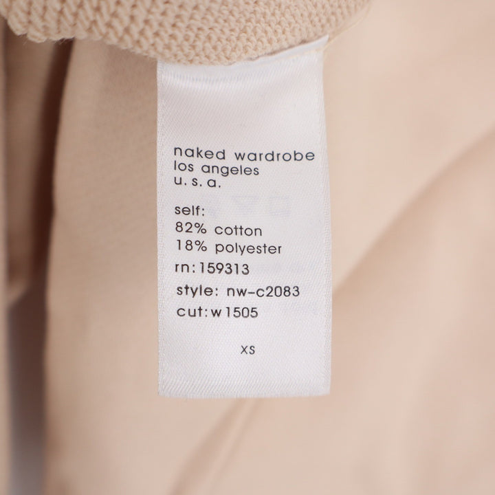 Naked Wardrobe Womens XS Tan Peach Raw Edge Sweatshirt and Joggers 2 Piece Set