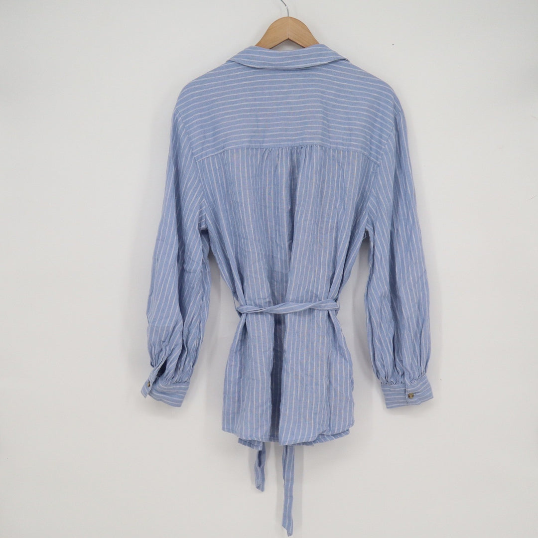 Isabel by Ingrid & Isabel Blue White Striped Linen Blend Maternity Tunic Large