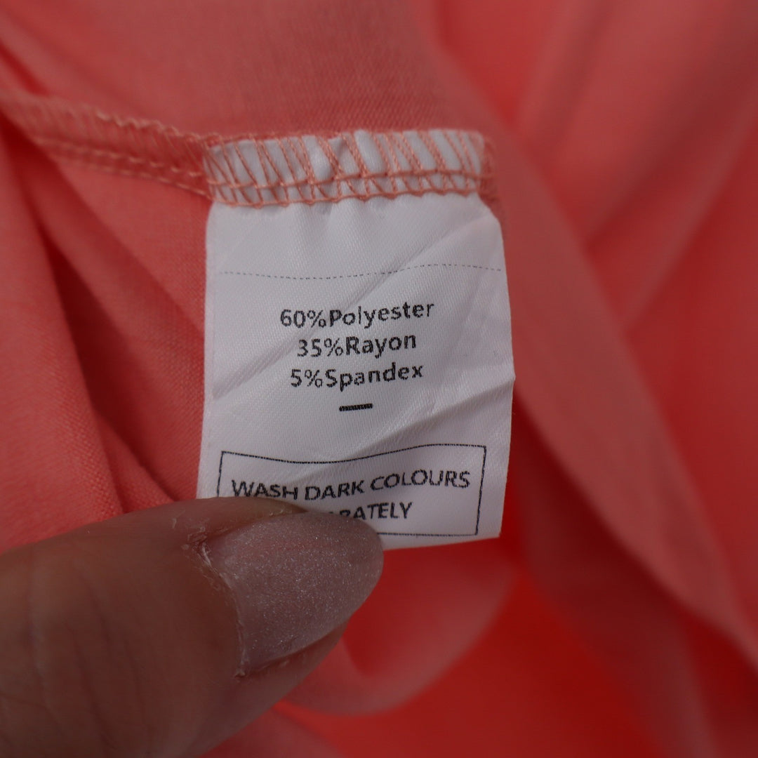 Wiholl Womens Pleated Halter Tank Top Coral Pink High Neck Sleeveless Large NEW