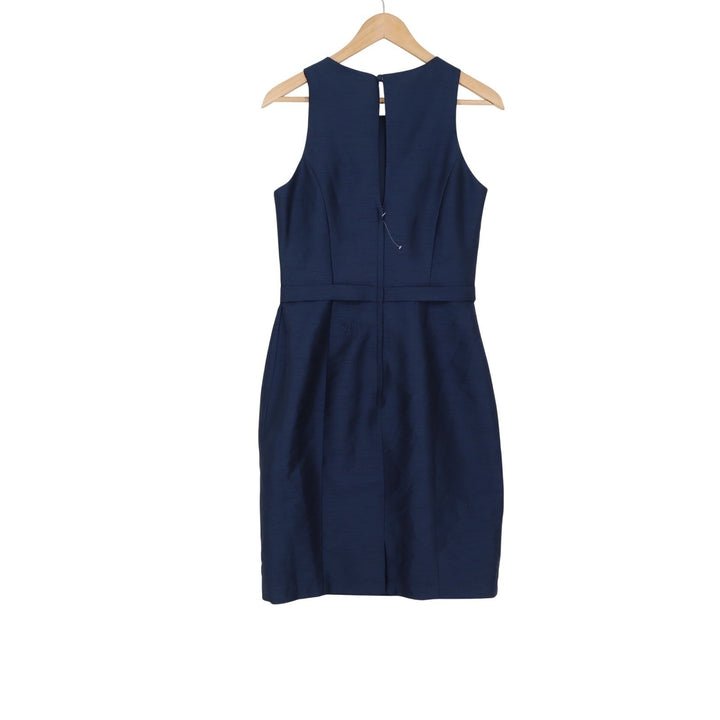 Alexia Designs Dress Womens 10 4144 Navy Blue Belted Pleated Neckline NEW