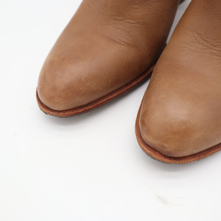 Dolce Vita Womens Tan Leather Stacked Block Heel Ankle Booties Size 8