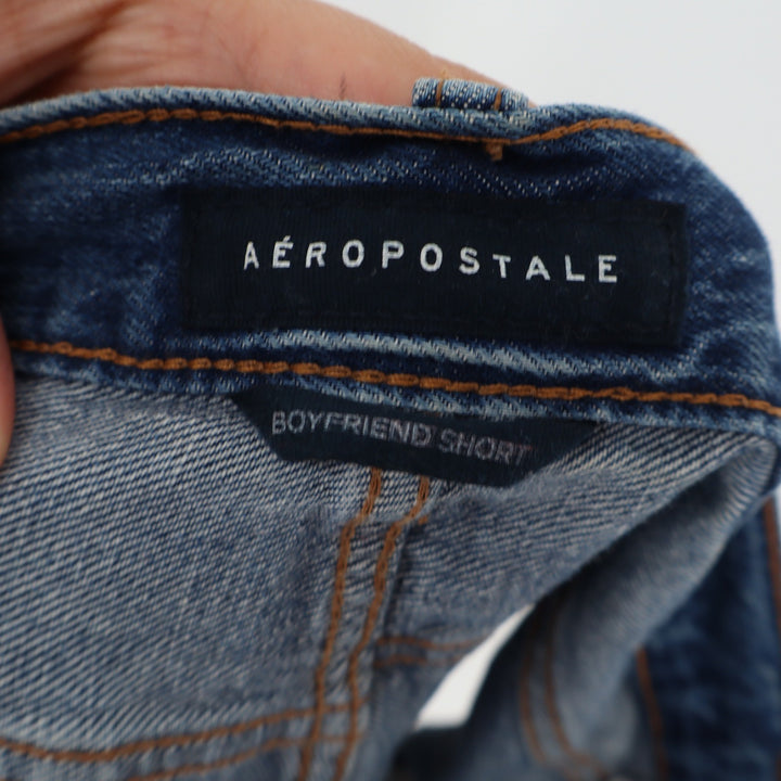 Aeropostale Boyfriend Shorts Blue Distressed Denim Raw Hem Size 6