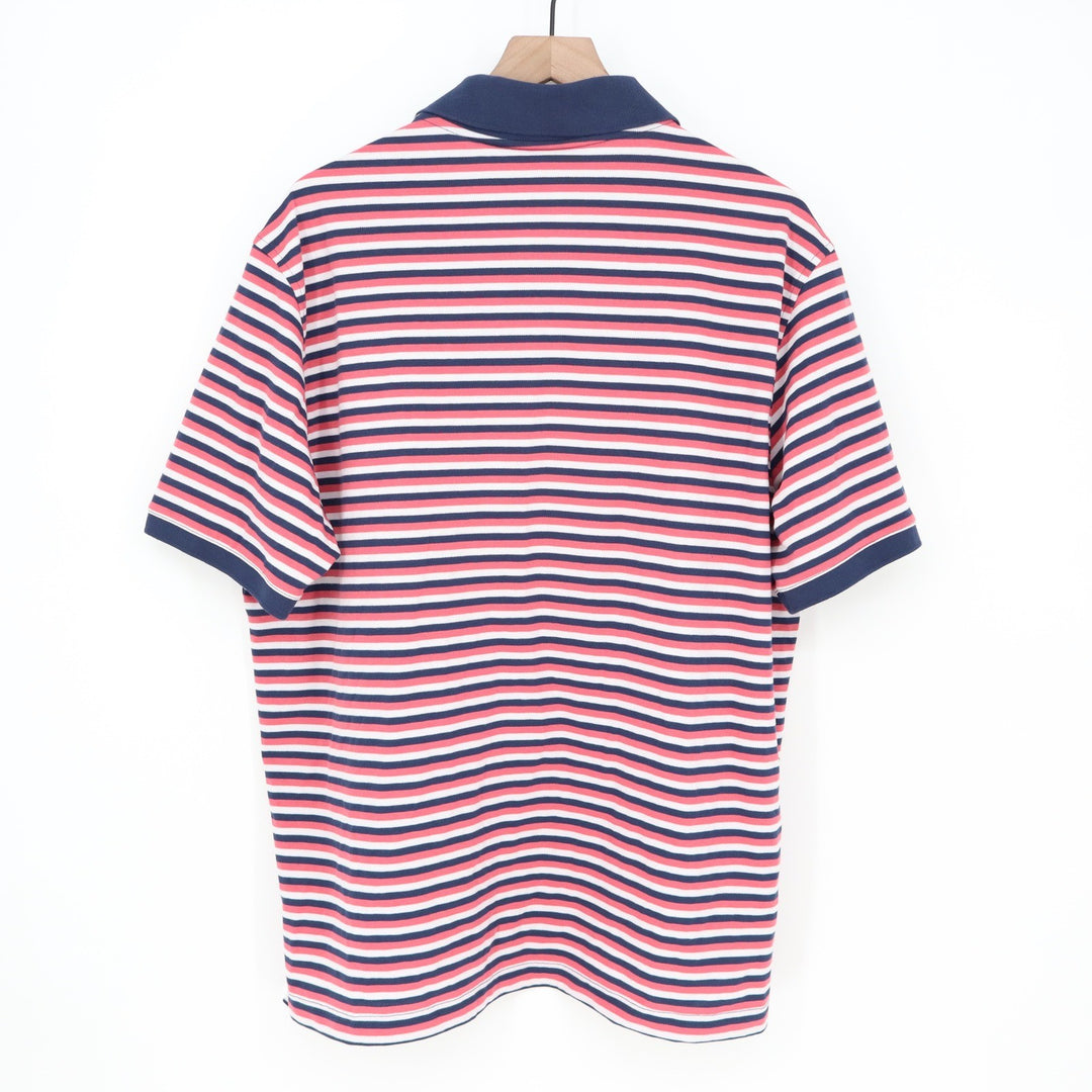 Walter Hagen Mens XL Clubhouse Stripe Pique Polo Pink Navy Blue