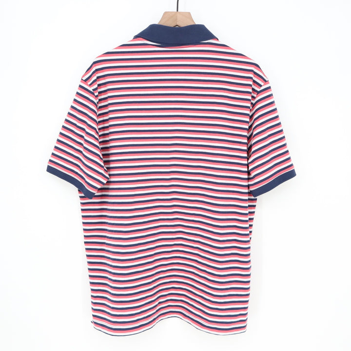 Walter Hagen Mens XL Clubhouse Stripe Pique Polo Pink Navy Blue