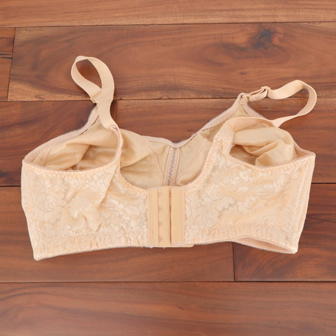 Bali Double Support Lace Wireless Bra Womens 38DD Beige Stretch Adjustable Strap