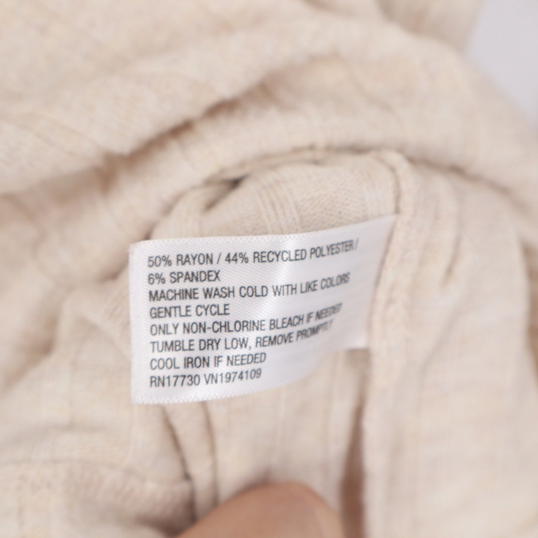 Universal Thread Cream Ribbed Quarter Zip Cropped Hoodie Sweatshirt Large