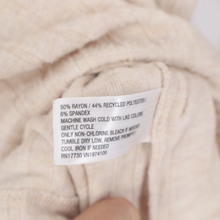 Universal Thread Cream Ribbed Quarter Zip Cropped Hoodie Sweatshirt Large