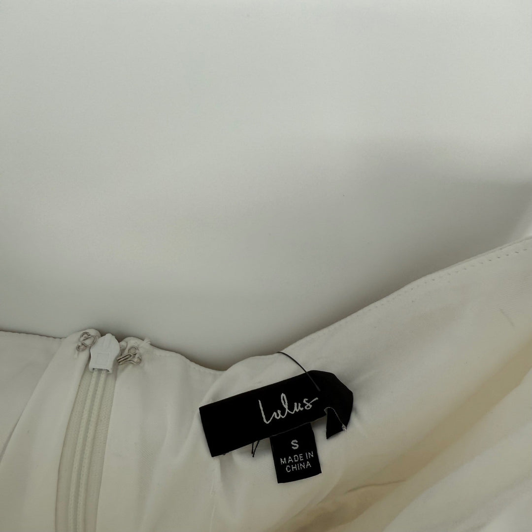 Lulus Sparkly Finesse White Rhinestone Strapless Bustier Mini Dress Size S