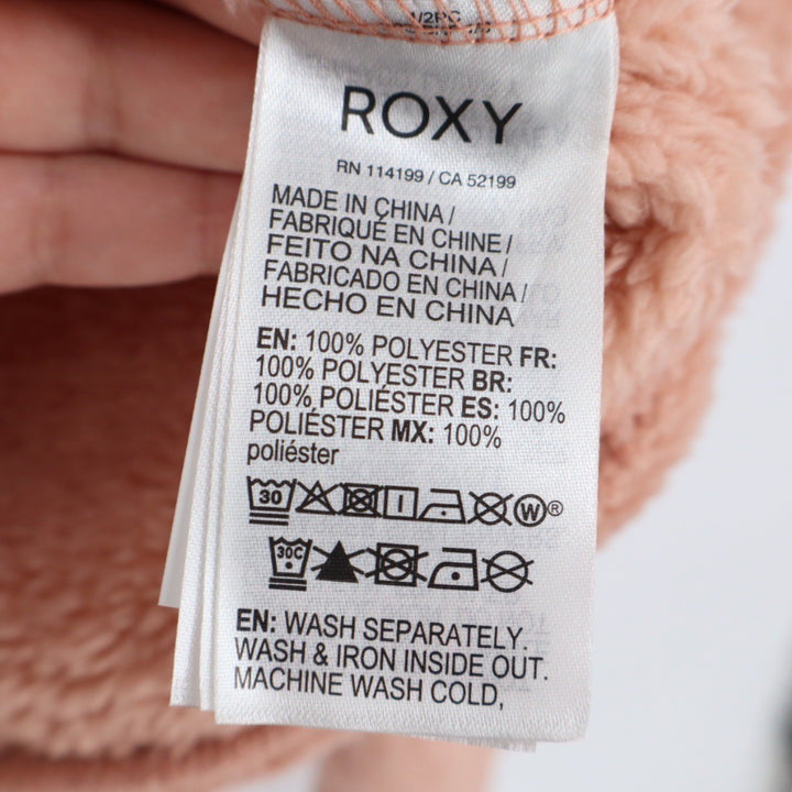 ROXY Colorblock Sherpa Fleece Snap Pullover Sweatshirt Peach Burgundy M