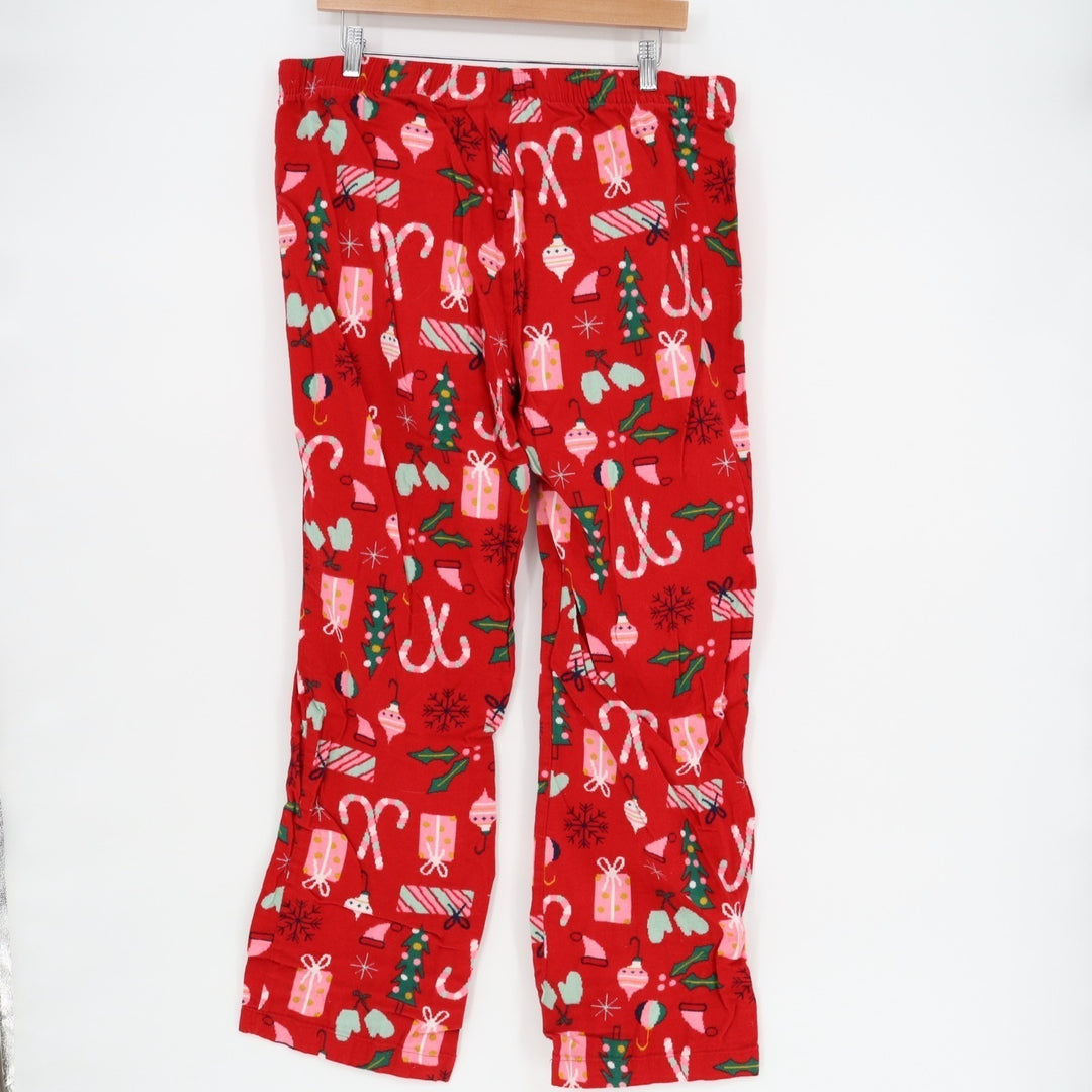 Old Navy Flannel Pajama Pants Womens Large Red Christmas Drawstring Waist Cotton