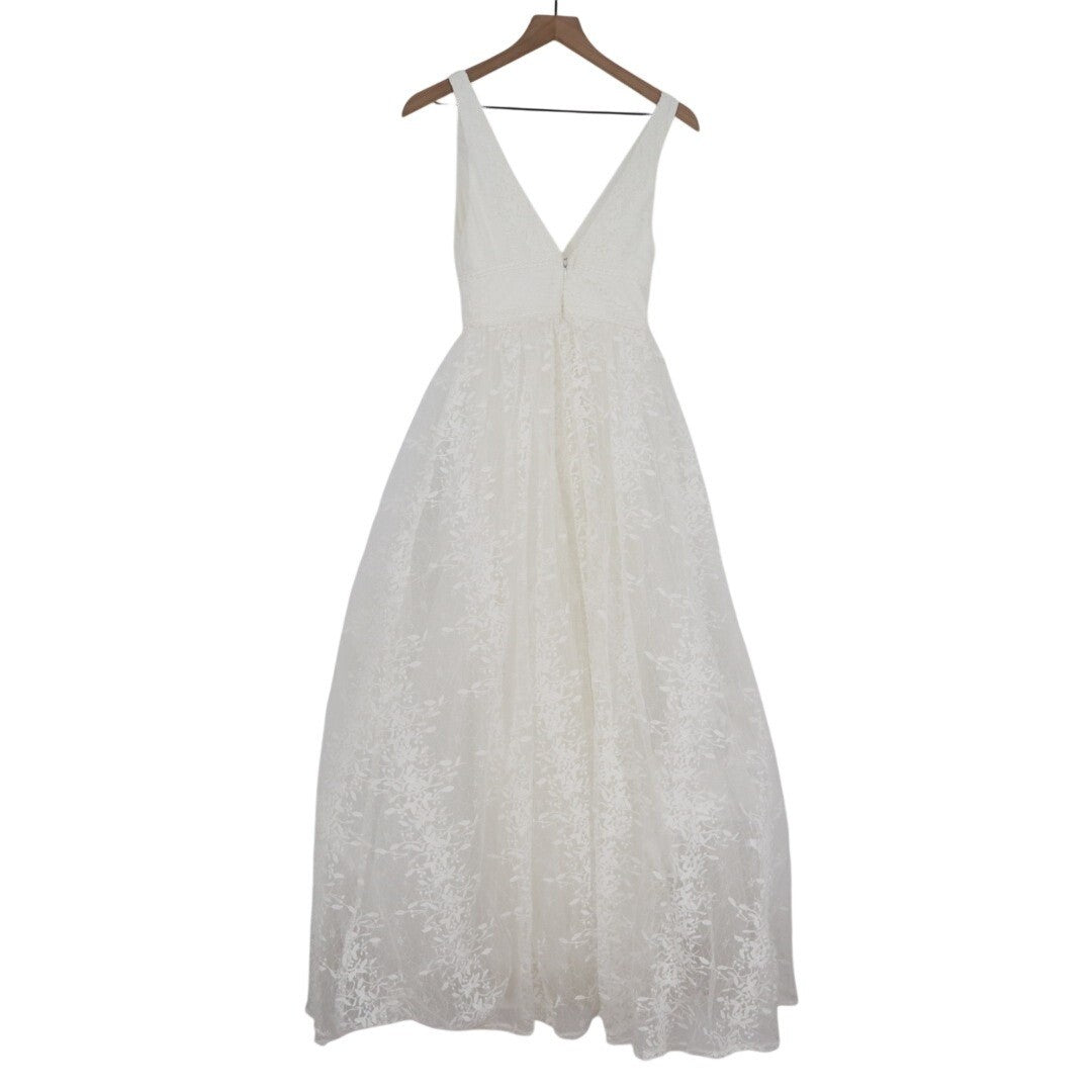 Lulus Sweetest Beloved Maxi Dress Womens XS White Mesh Embroidered Sleeveless