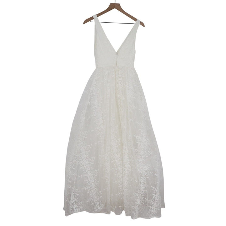 Lulus Sweetest Beloved Maxi Dress Womens XS White Mesh Embroidered Sleeveless