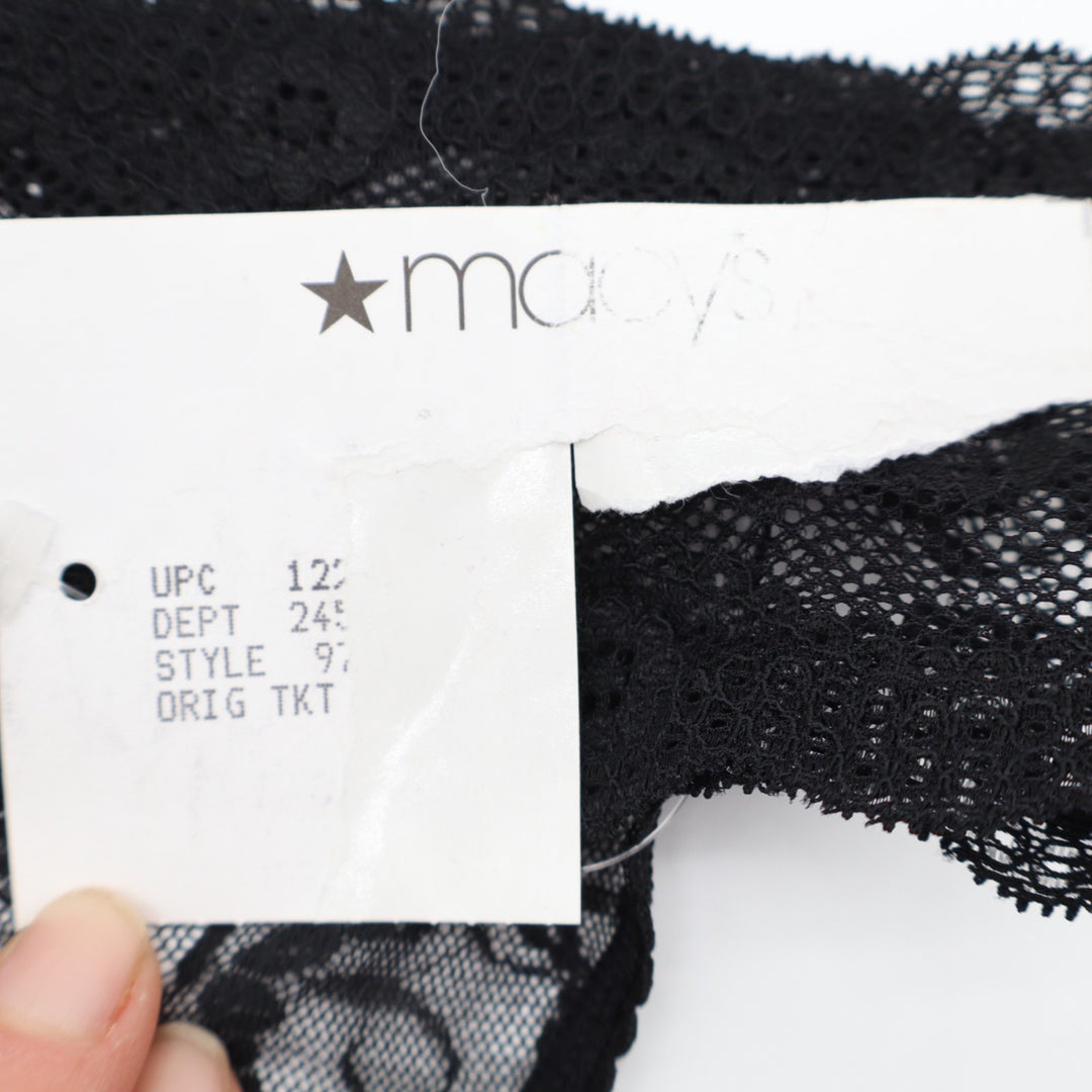 B.tempt'd Lace Kiss Bikini Womens Large Black Stretch Floral Mesh Scalloped Edge