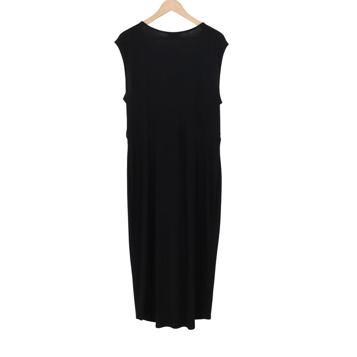 Janette Plus Black Sleeveless Wrap Front V-Neck Midi Dress XL
