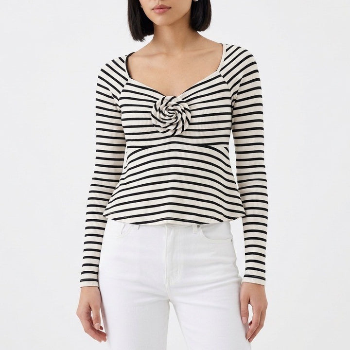 American Eagle Outfitters T-Shirt Women Medium White Black Striped Raglan Sleeve