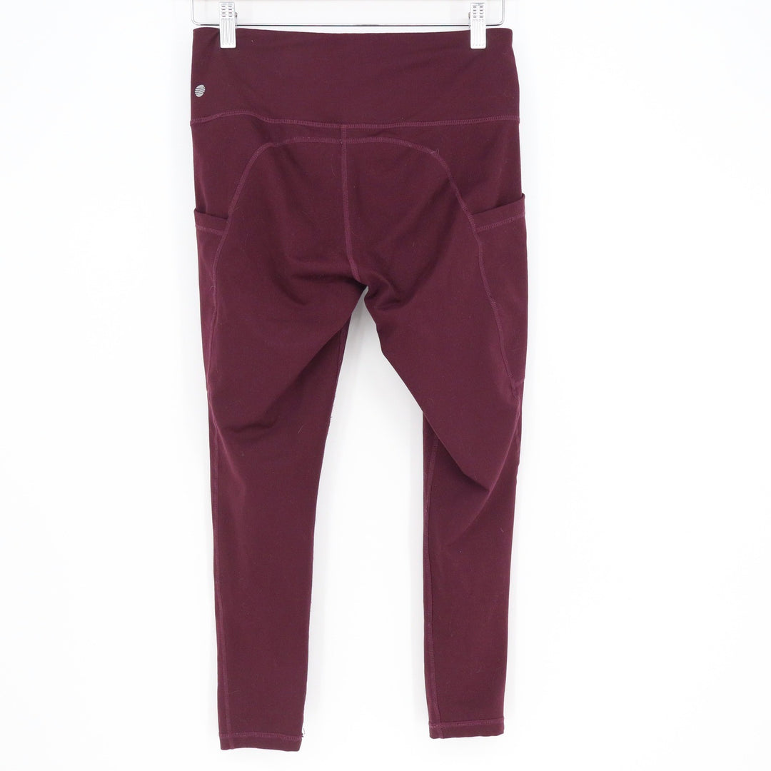 Z by Zella Womens Burgundy High Waisted Side Pocket Active Leggings Size M