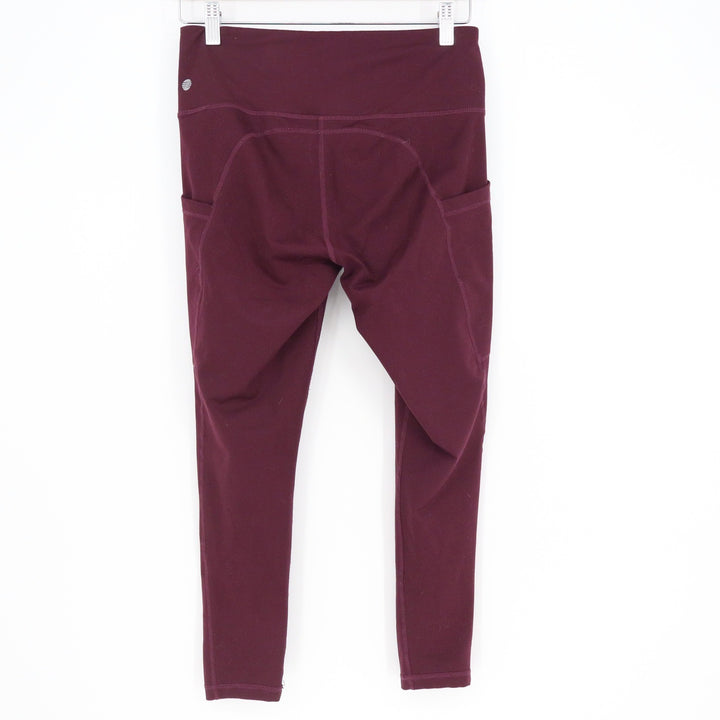 Z by Zella Womens Burgundy High Waisted Side Pocket Active Leggings Size M