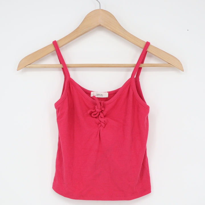 Active USA Pink Ribbed Knotted Scoop Neck Cami Tank Top Medium