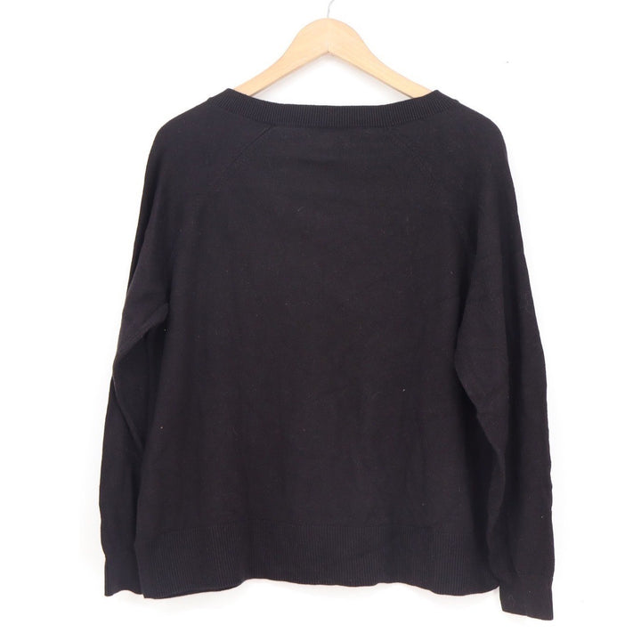 Lucky Brand Womens Black V-Neck Raglan Sleeve Pullover Sweater Size L