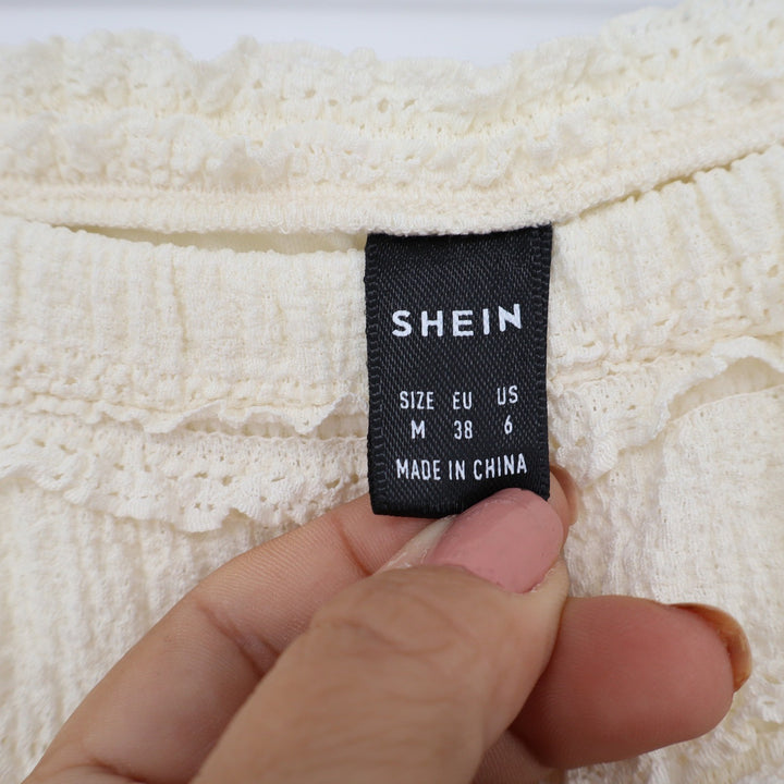 SHEIN Cream Ruffle Lace Tiered Mini Skirt and Cami Top Two Piece Set Size M