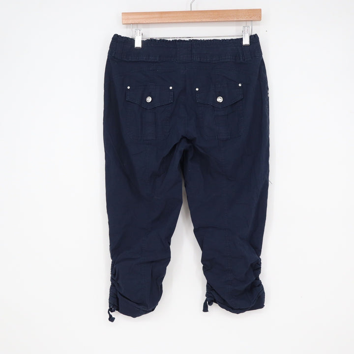 INC International Concepts Navy Blue Cargo Capri Pants Ruched Hem Women's Size 4