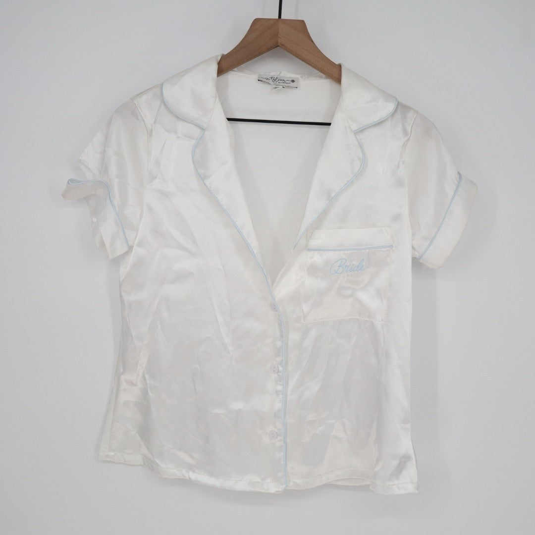 In Bloom by Jonquil & Flora Nikrooz 2-PC Pajamas Set Women XS White Blue Stretch