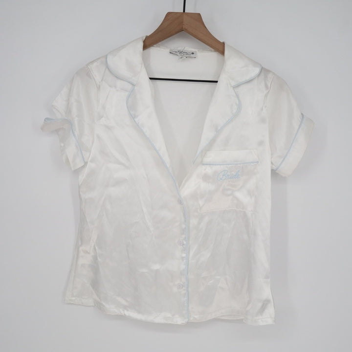 In Bloom by Jonquil & Flora Nikrooz 2-PC Pajamas Set Women XS White Blue Stretch