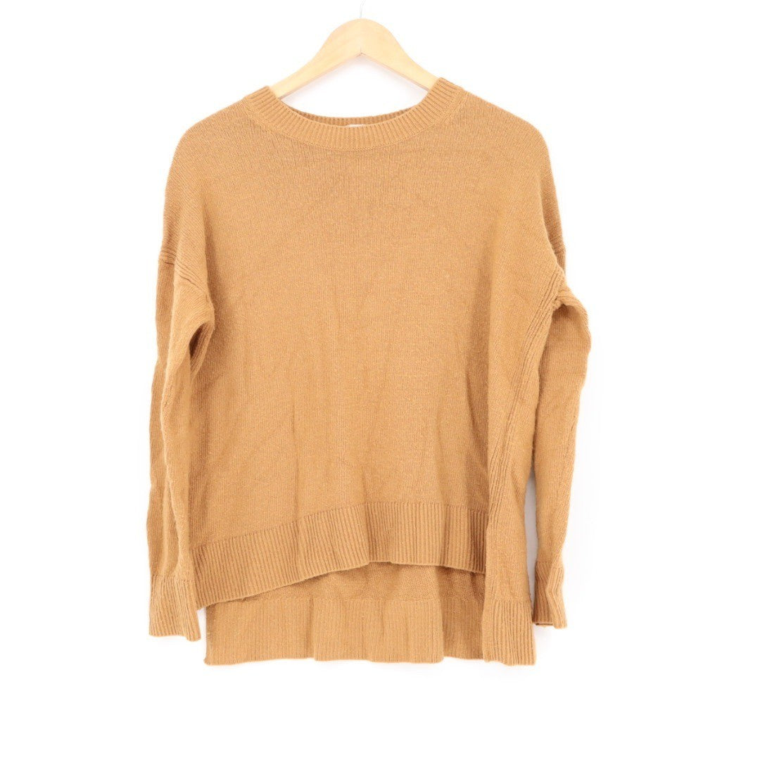 CHELSEA 28 Tan Ribbed Knit Crew Neck Pullover Sweater XS