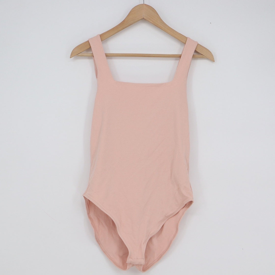 Old Navy Womens Small Peach Pink Square Neck Sleeveless Cotton Blend Bodysuit