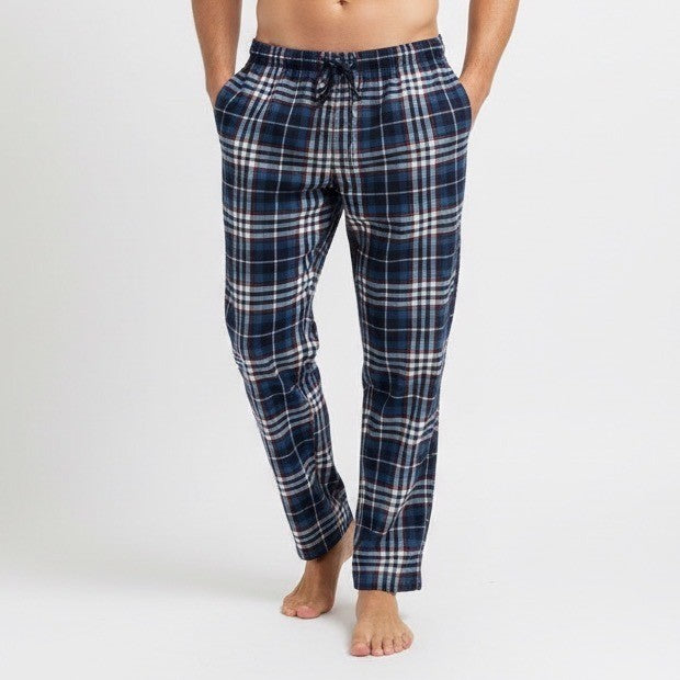 Mens Plaid Flannel Pajama Pants Lounge Sleepwear Size L Blue Red White