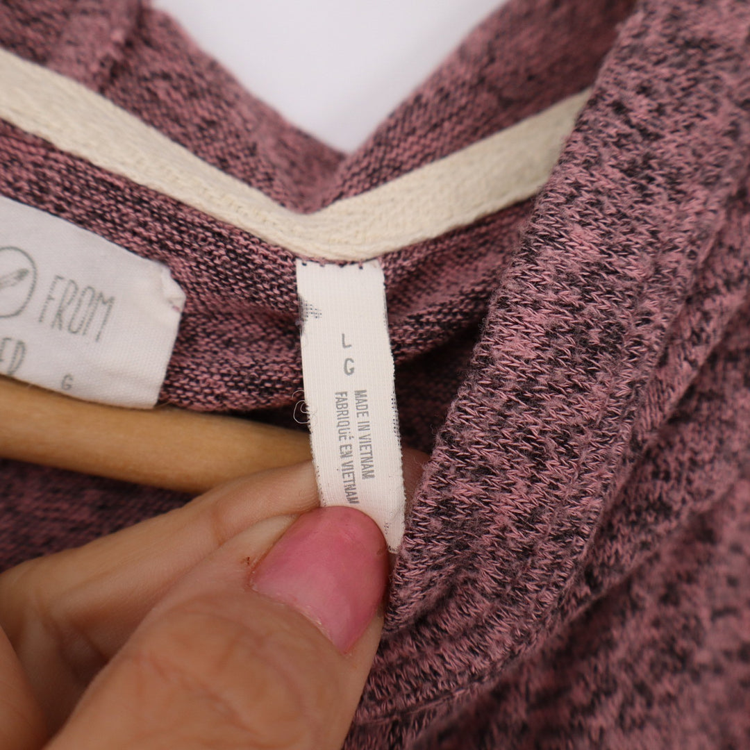 Out From Under Hoodie Women L Henley Mauve Space-Dye Cropped Pullover Excellent
