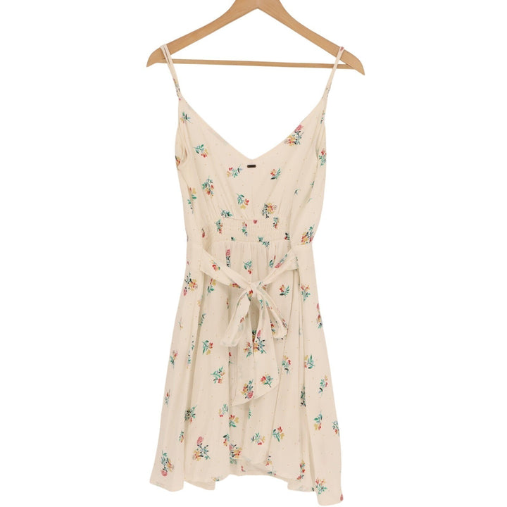 O'neill Midi Dress Womens M White Floral Pleated Button Front Spaghetti Straps