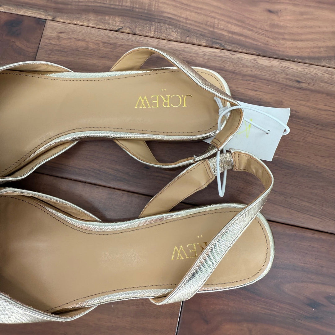 J. Crew Gold Metallic Embossed Pointed Toe Slingback Flats Women's Size 8M