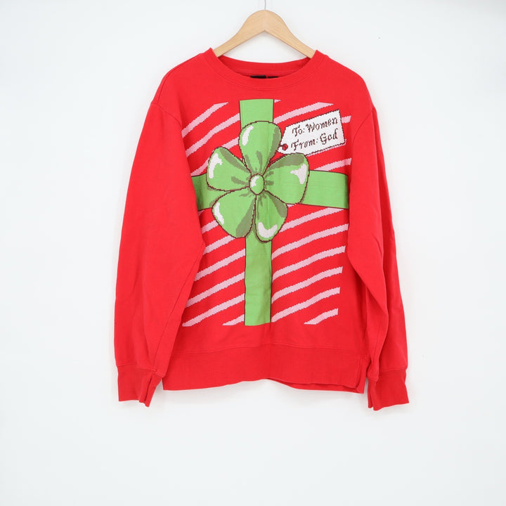 Mad Engine Sweatshirt Mens XL To Women From God Red Graphic Christmas Excellent