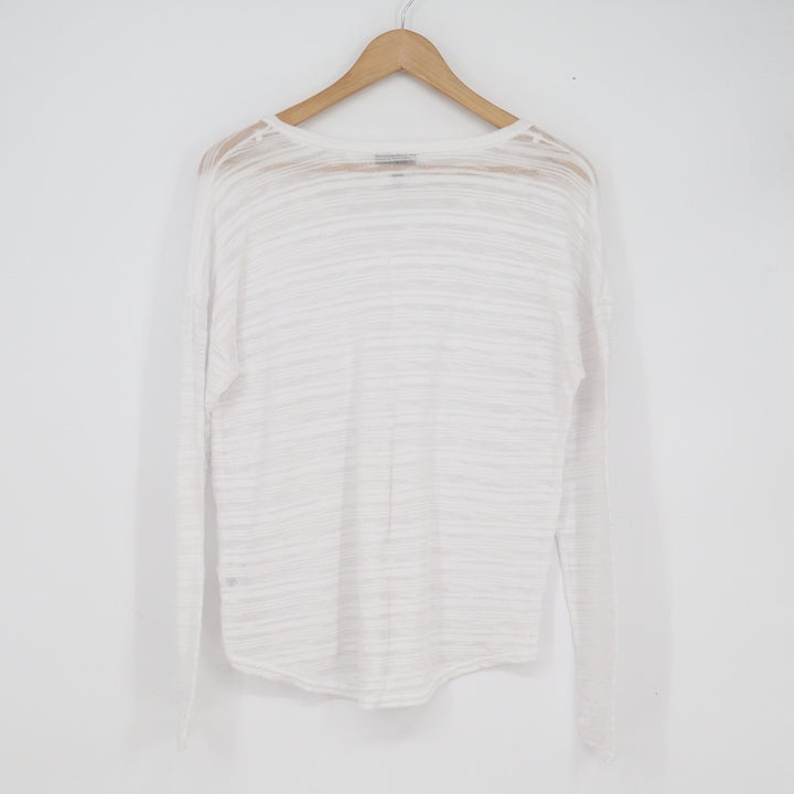 Apt 9 Womens White V-Neck Lightweight Slub Burnout Knit Long Sleeve Sweater M