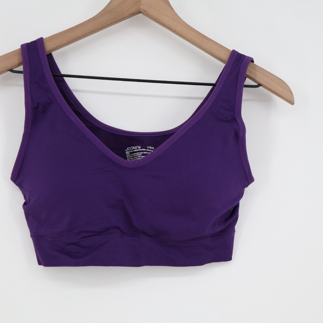 Jockey Seamfree Back Smoothing Bralette Bra Women's Large Purple Stretch Padded