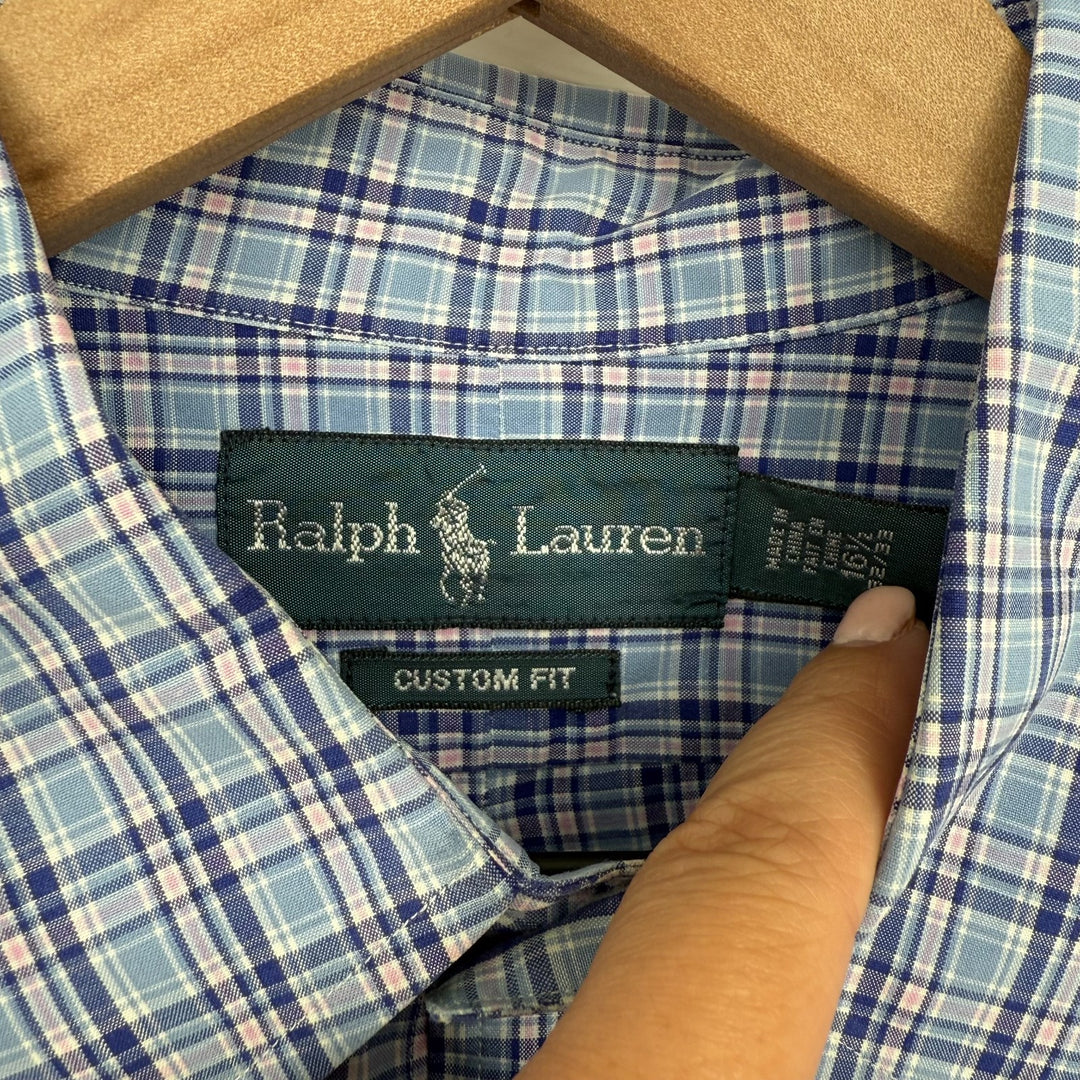 Ralph Lauren Dress Shirt Men 16.5 Multicolor Plaid Custom Fit Formal Button Down