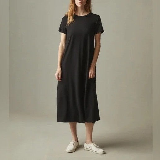 American Giant T-Shirt Dress Womens Medium Black Cotton Crew Neck Everyday Wear