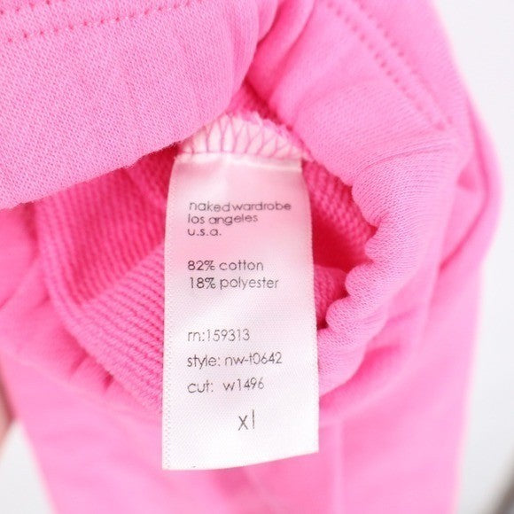 Naked Wardrobe Pink Cropped Hoodie Sweatshirt XL Womens Long Sleeve