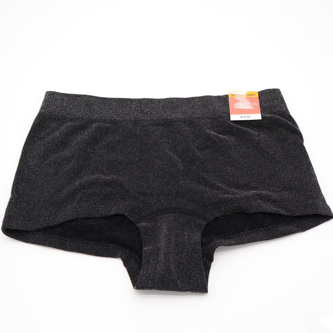 State of Day Intimates Seamless Shine Knit Boyshort Underwear Womens Small Black