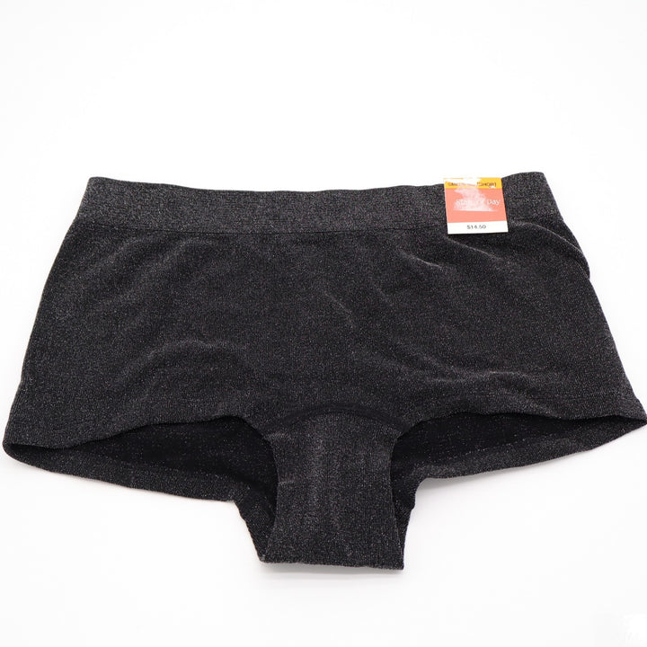 State of Day Intimates Seamless Shine Knit Boyshort Underwear Womens Small Black