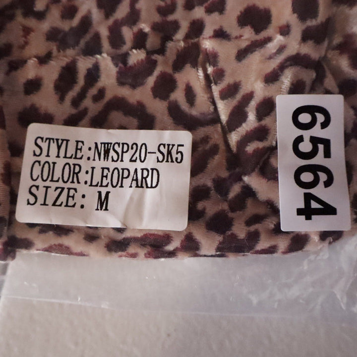 Naked Wardrobe Leopard Print Ruched Draped Mini Skirt Brown Tan Medium