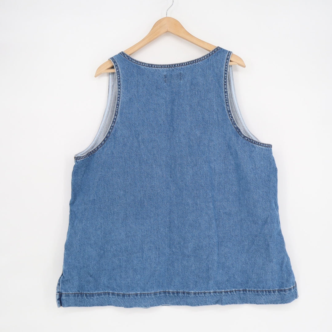 Universal Thread Tank Top Womens 2XL Blue Denim Cotton Scoop Neck Front Pocket