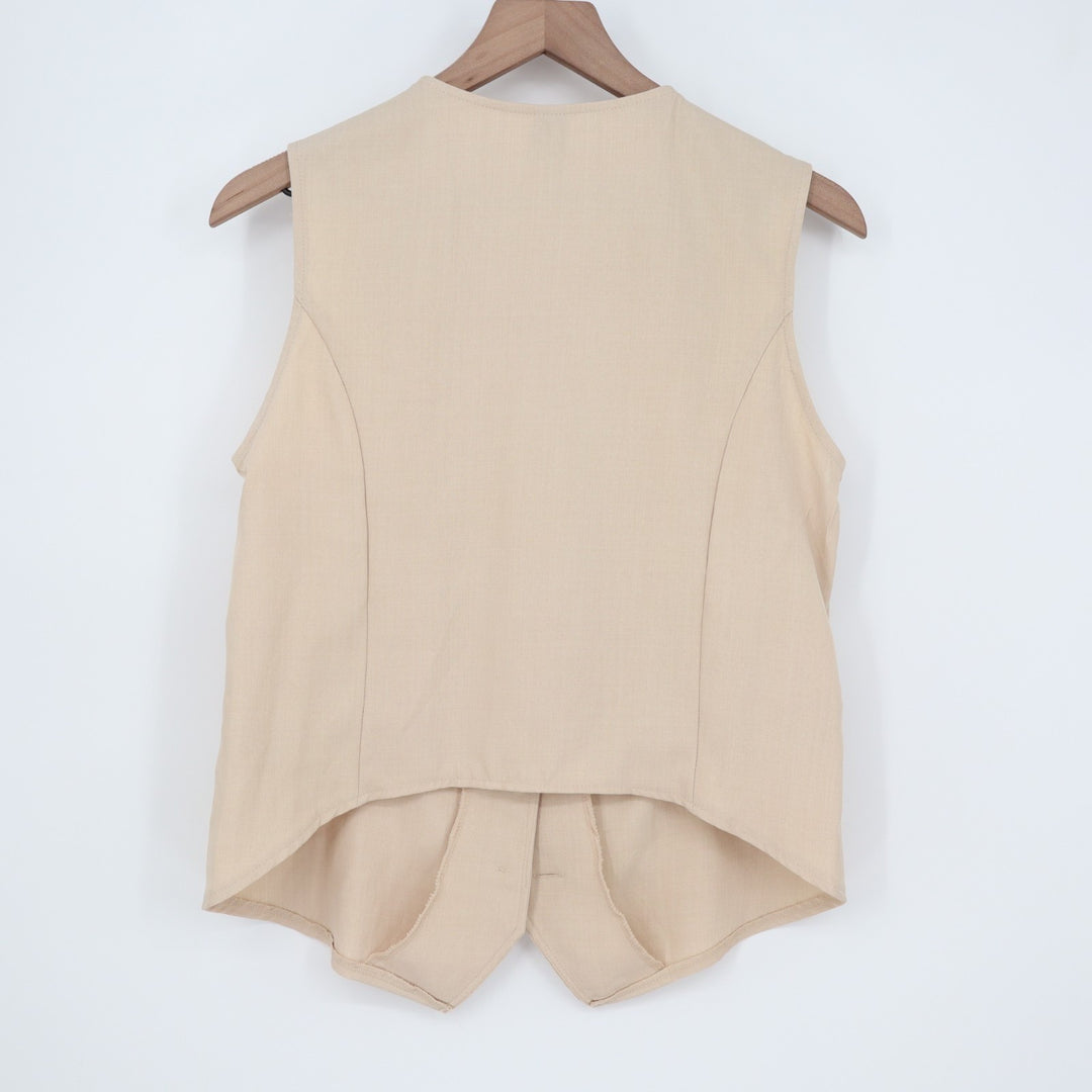 Shein Waistcoat Women's Medium Beige Stretch V-Neck Sleeveless Button Front