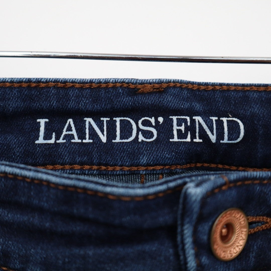 Lands' End Jeans Womens 14 Midnight Blue Denim Cotton Stretch Preppy Skinny Leg