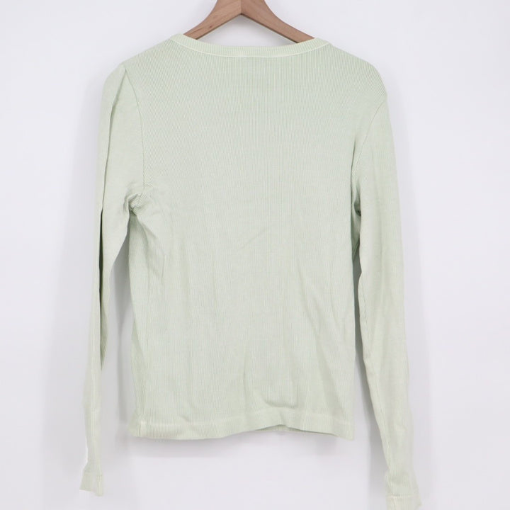Madewell Cardigan Sweater Womens XL Lime Green Knit Cotton Ribbed Long Sleeve