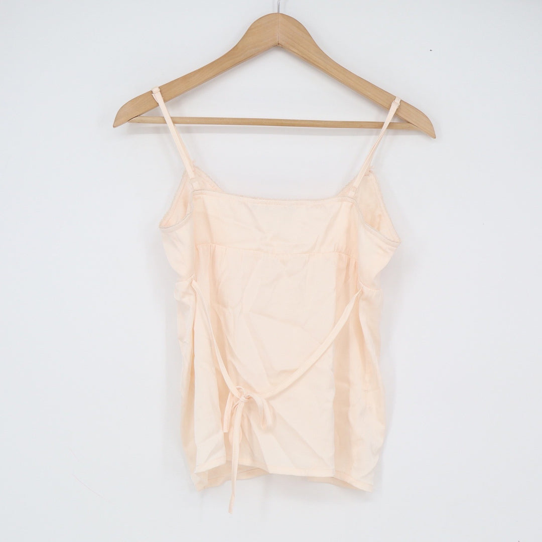 Brandy Melville Camisole Womens OS Peach Lace Trim Back Tie Excellent